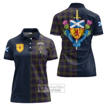 Clelland Tartan Women's Polo Shirt Alba with Scottish Lion Royal Arm Half Style Women - Tartan Vibes Clothing