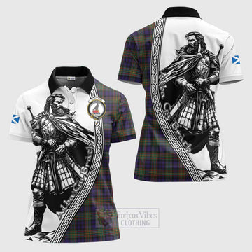 Clelland Tartan Clan Crest Women's Polo Shirt with Highlander Warrior Celtic Style Women - Tartan Vibes Clothing