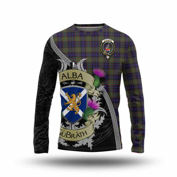 Clelland Tartan Family Crest Long Sleeve T-Shirt Lion Rampant Royal Thistle Shield Celtic Inspired Unisex - Tartan Vibes Clothing
