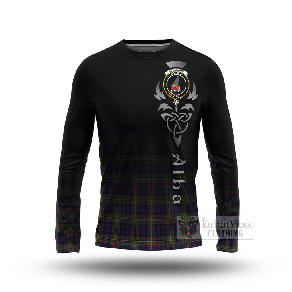 Clelland Tartan Long Sleeve T-Shirt Featuring Alba Gu Brath Family Crest Celtic Inspired Unisex - Tartan Vibes Clothing