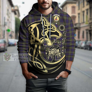 Clelland Tartan Hoodie with Family Crest Celtic Wolf Style Zip Hoodie - Tartan Vibes Clothing