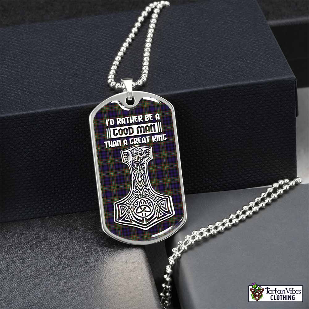 Clelland Tartan Dog Tag Necklace Viking Mjolnir Style Silver No - Tartan Vibes Clothing