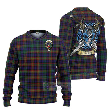 Clelland Tartan Ugly Sweater with Family Crest Celtic Skull Style Unisex - Tartan Vibes Clothing