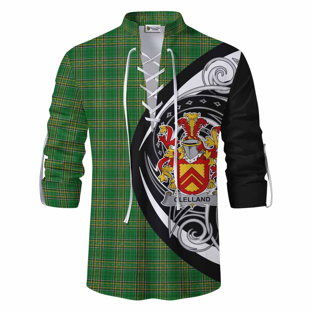 Clelland Irish Clan Ghillie Kilt Shirt Celtic Circle Style Men - Tartan Vibes Clothing