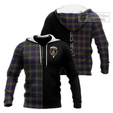 Clelland Tartan Knitted Hoodie with Family Crest and Half Of Me Style Unisex Knitted Pullover Hoodie - Tartan Vibes Clothing