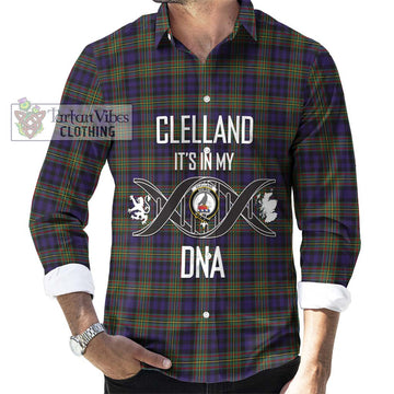 Clelland Tartan Long Sleeve Button Shirt with Family Crest DNA In Me Style Men's Shirt S - Tartanvibesclothing Shop