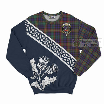 Clelland Tartan Sweatshirt Featuring Thistle and Scotland Map Unisex - Tartan Vibes Clothing