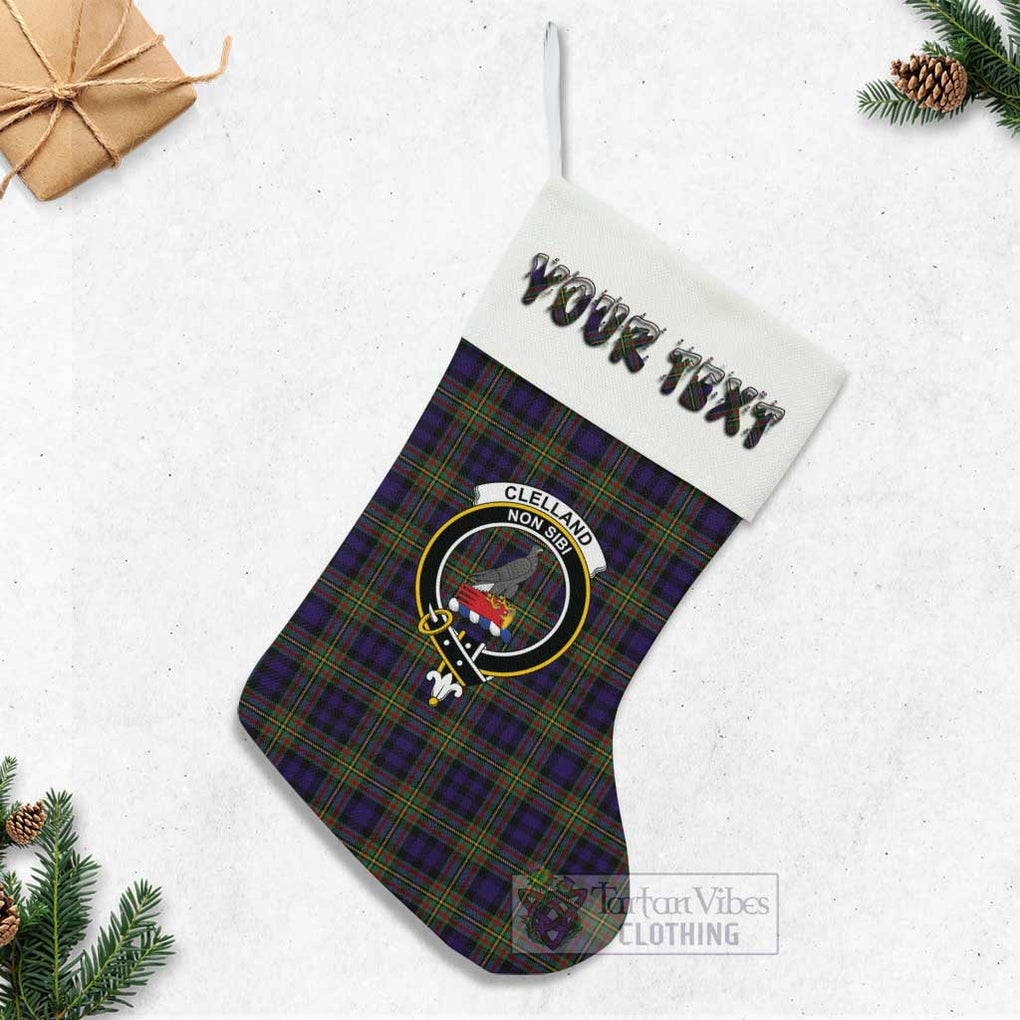 Clelland Tartan Family Crest Christmas Stocking with Personalized Text - Tartan Vibes Clothing