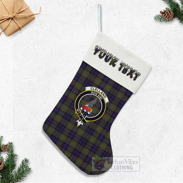 Clelland Tartan Family Crest Christmas Stocking with Personalized Text - Tartan Vibes Clothing