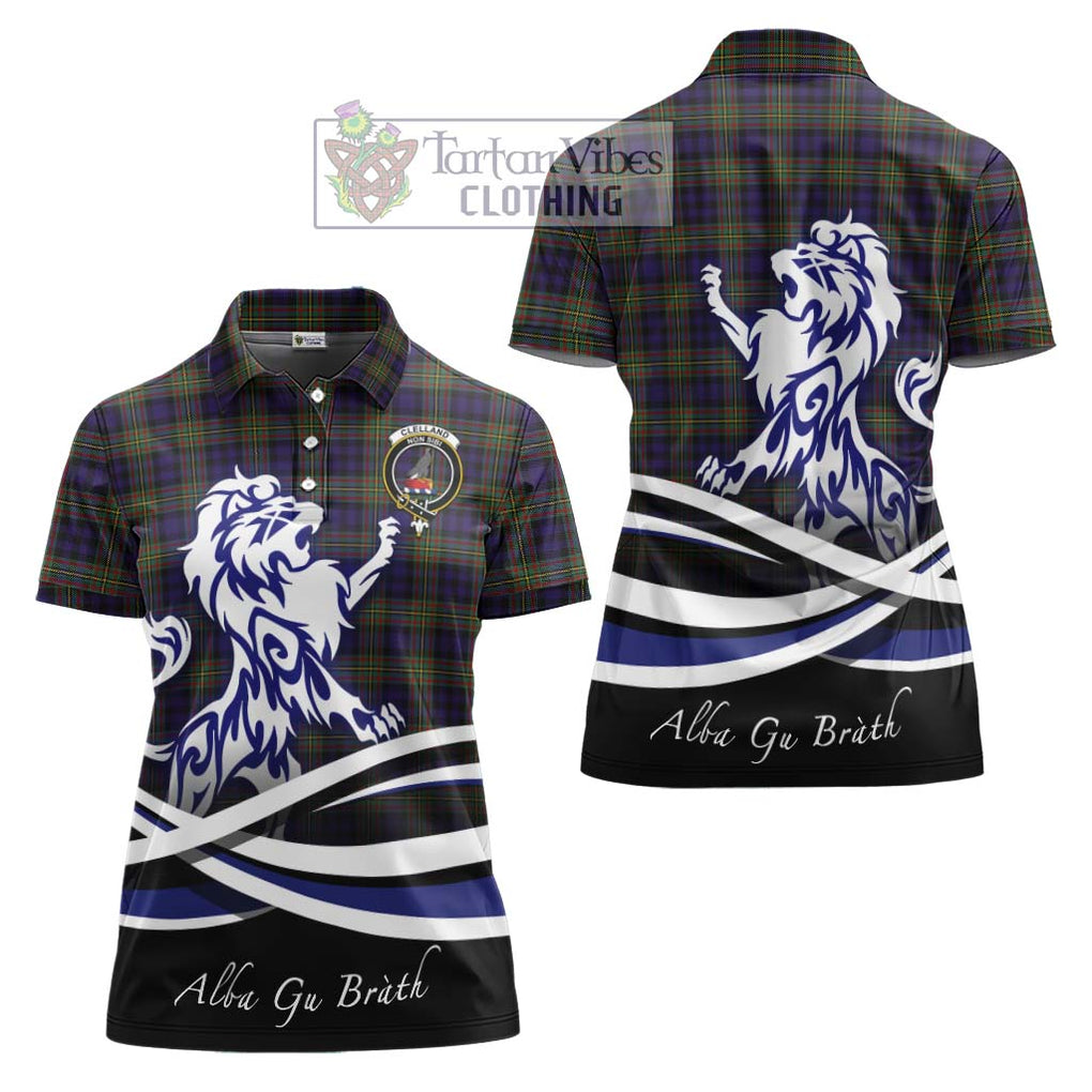 Clelland Tartan Women's Polo Shirt with Alba Gu Brath Regal Lion Emblem Women - Tartan Vibes Clothing