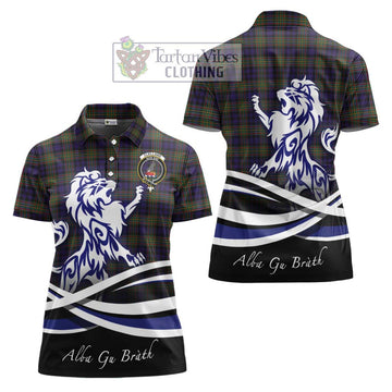 Clelland Tartan Women's Polo Shirt with Alba Gu Brath Regal Lion Emblem Women - Tartan Vibes Clothing