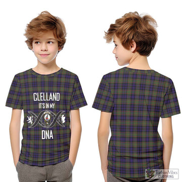 Clelland Tartan Kid T-Shirt with Family Crest DNA In Me Style Youth XL Size14 - Tartan Vibes Clothing