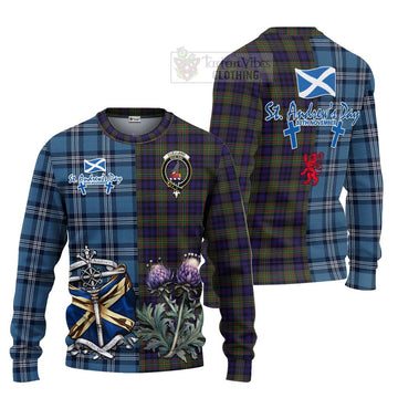 Clelland Tartan Knitted Sweater Happy St. Andrew's Day Half Tartan Style Unisex - Tartan Vibes Clothing
