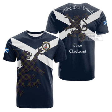 Clelland Tartan Lion Rampant Cotton T-shirt Proudly Display Your Heritage with Alba Gu Brath and Clan Name Kid's Shirt - Tartan Vibes Clothing