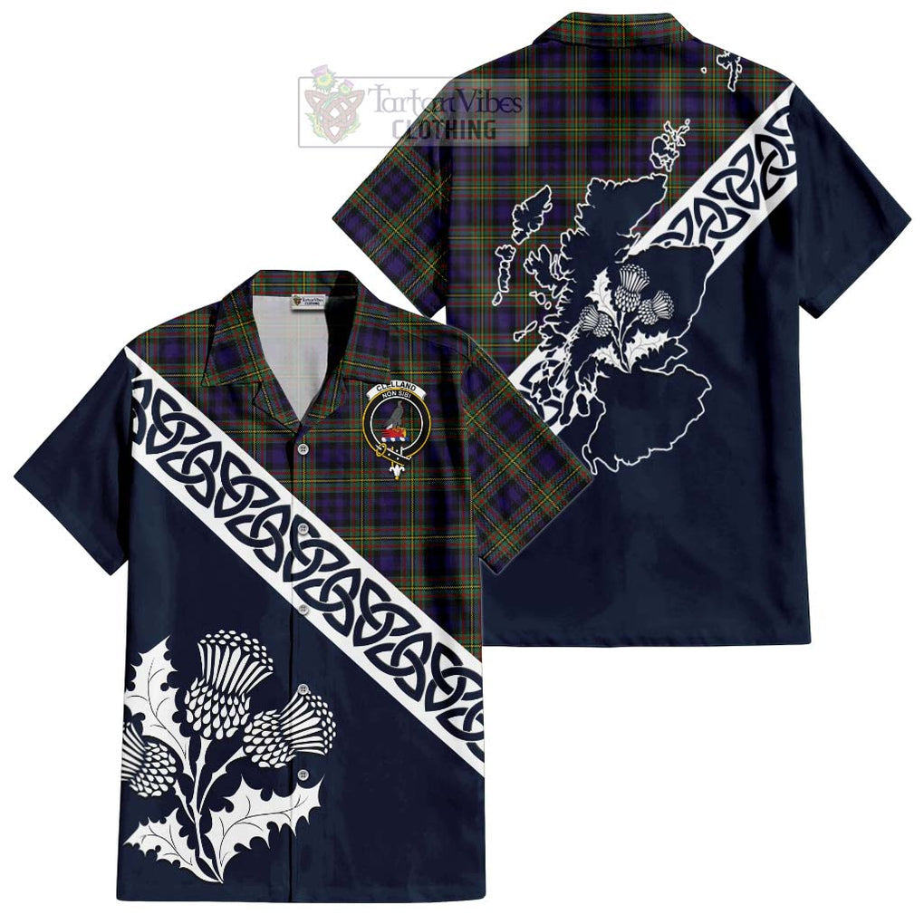 Clelland Tartan Hawaiian Shirt Featuring Thistle and Scotland Map Kid - Tartan Vibes Clothing
