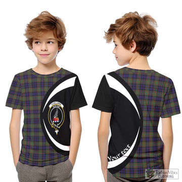 Clelland Tartan Kid T-Shirt with Family Crest Circle Style Youth XL Size14 - Tartan Vibes Clothing