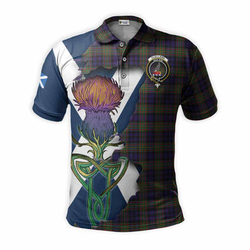 Tartan Vibes Clothing Clelland Tartan Family Crest Polo Shirt Scottish Thistle Celtic Inspired