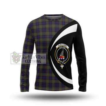 Clelland Tartan Long Sleeve T-Shirt with Family Crest Circle Style Unisex - Tartan Vibes Clothing