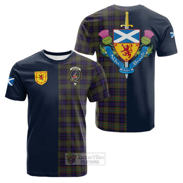 Clelland Tartan Cotton T-shirt Alba with Scottish Lion Royal Arm Half Style Kid's Shirt - Tartan Vibes Clothing