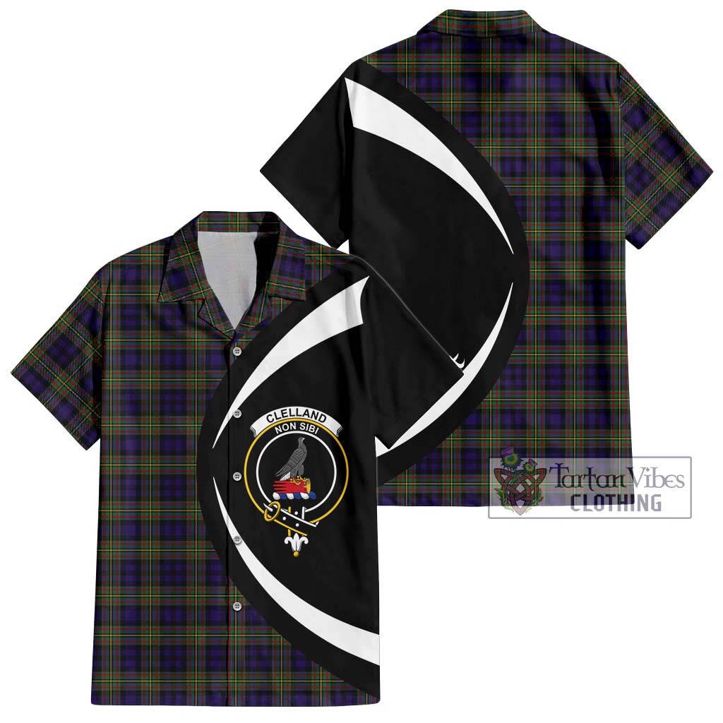 Clelland Tartan Hawaiian Shirt with Family Crest Circle Style Kid - Tartan Vibes Clothing