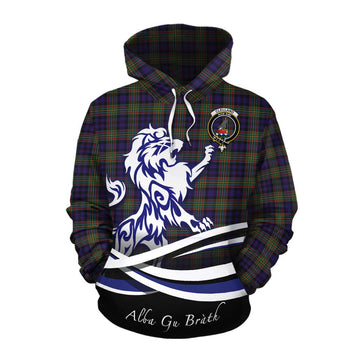 Clelland Tartan Cotton Hoodie with Alba Gu Brath Regal Lion Emblem Pullover Hoodie XS - Tartan Vibes Clothing