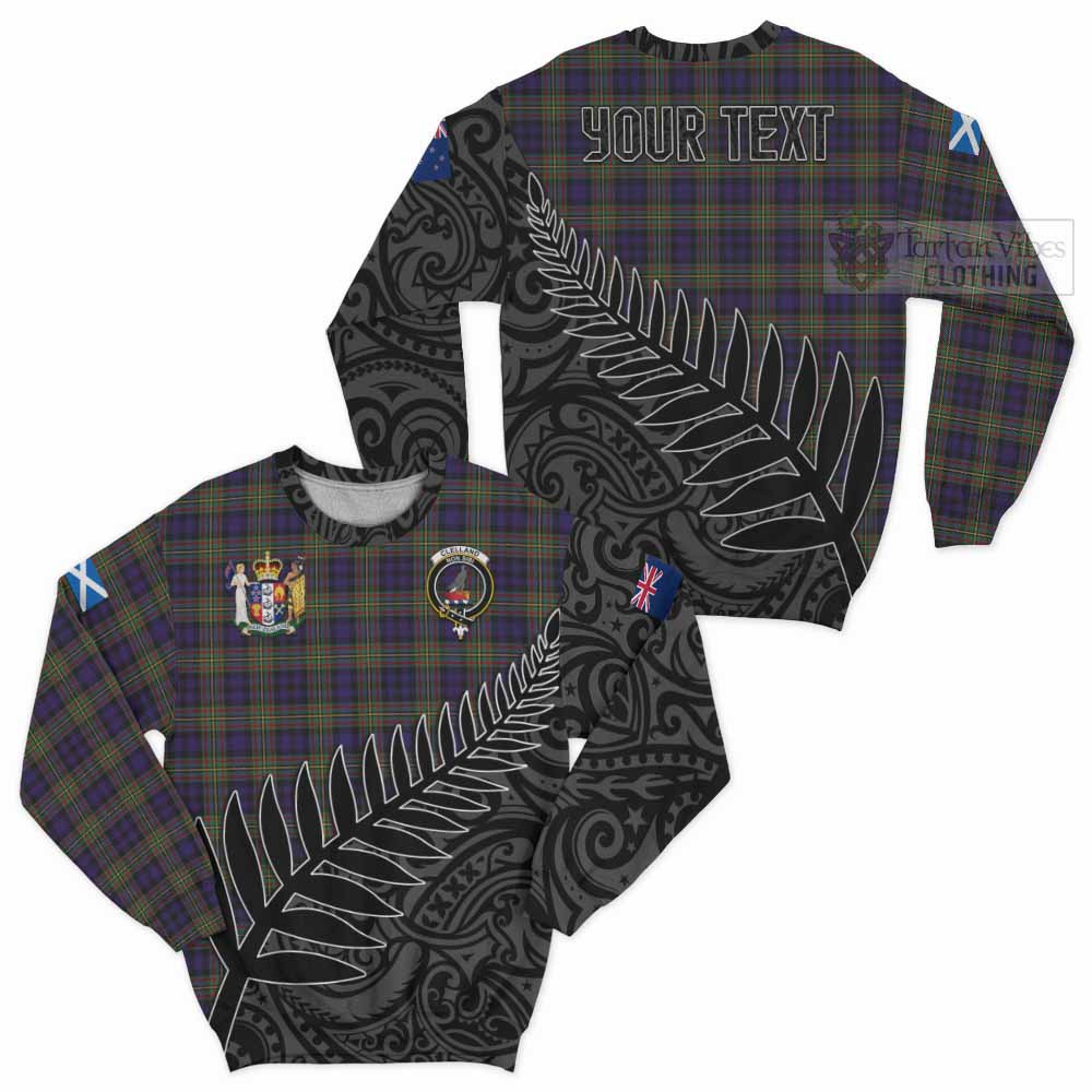 Clelland Crest Tartan Sweatshirt with New Zealand Silver Fern Half Style Unisex - Tartan Vibes Clothing