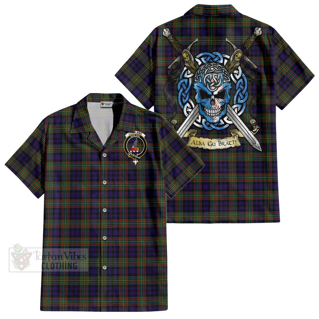 Clelland Tartan Hawaiian Shirt with Family Crest Celtic Skull Style Kid - Tartan Vibes Clothing