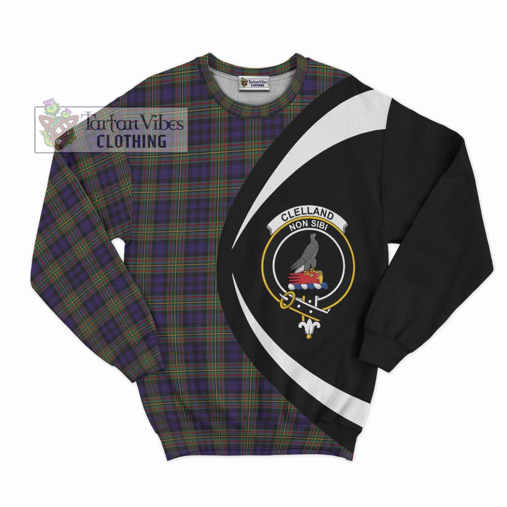 Clelland Tartan Sweatshirt with Family Crest Circle Style Unisex - Tartan Vibes Clothing