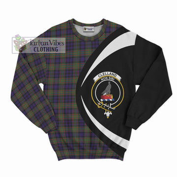 Clelland Tartan Sweatshirt with Family Crest Circle Style Unisex - Tartan Vibes Clothing