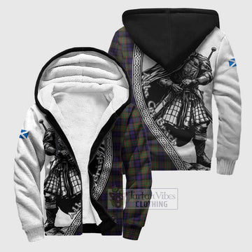 Clelland Tartan Clan Crest Sherpa Hoodie with Highlander Warrior Celtic Style Unisex S - Tartan Vibes Clothing