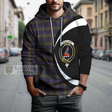 Clelland Tartan Hoodie with Family Crest Circle Style Zip Hoodie - Tartan Vibes Clothing
