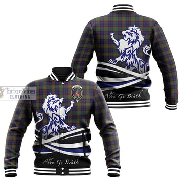 Clelland Tartan Baseball Jacket with Alba Gu Brath Regal Lion Emblem Unisex - Tartan Vibes Clothing