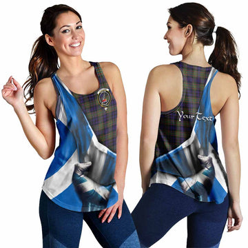 Clelland Tartan Women's Racerback Tanks with Family Crest Scotland Patriotic Style 4XL - Tartan Vibes Clothing