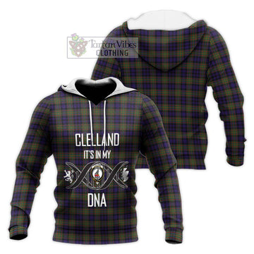 Clelland Tartan Knitted Hoodie with Family Crest DNA In Me Style Unisex Knitted Pullover Hoodie - Tartan Vibes Clothing