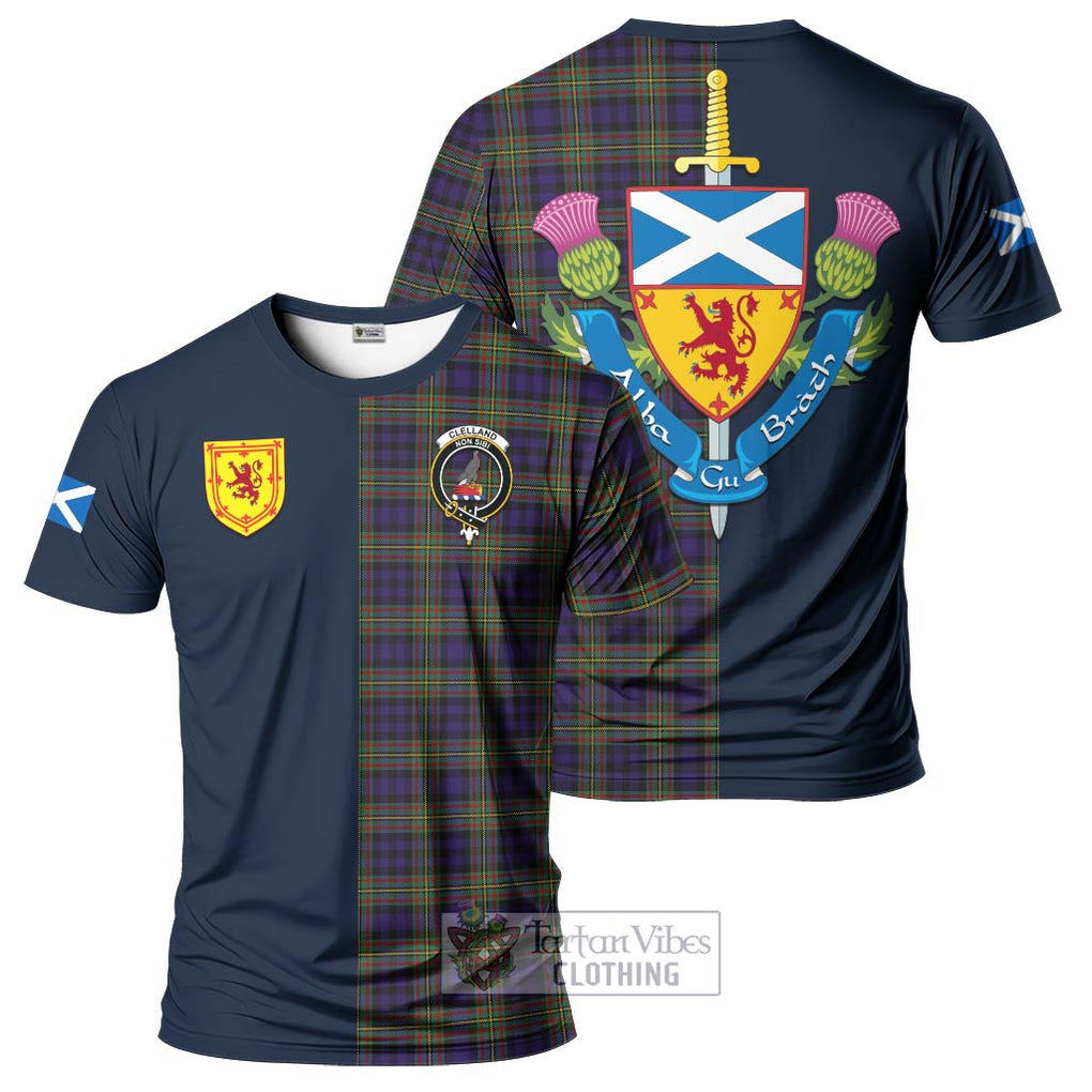 Clelland Tartan T-Shirt Alba with Scottish Lion Royal Arm Half Style Kid's Shirt - Tartan Vibes Clothing