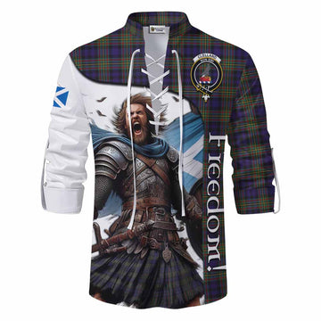 Tartan Vibes Clothing Clelland Crest Tartan Ghillie Kilt Shirt Inspired by the Freedom of Scottish Warrior
