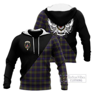 Clelland Tartan Knitted Hoodie with Family Crest and Military Logo Style Unisex Knitted Pullover Hoodie - Tartan Vibes Clothing