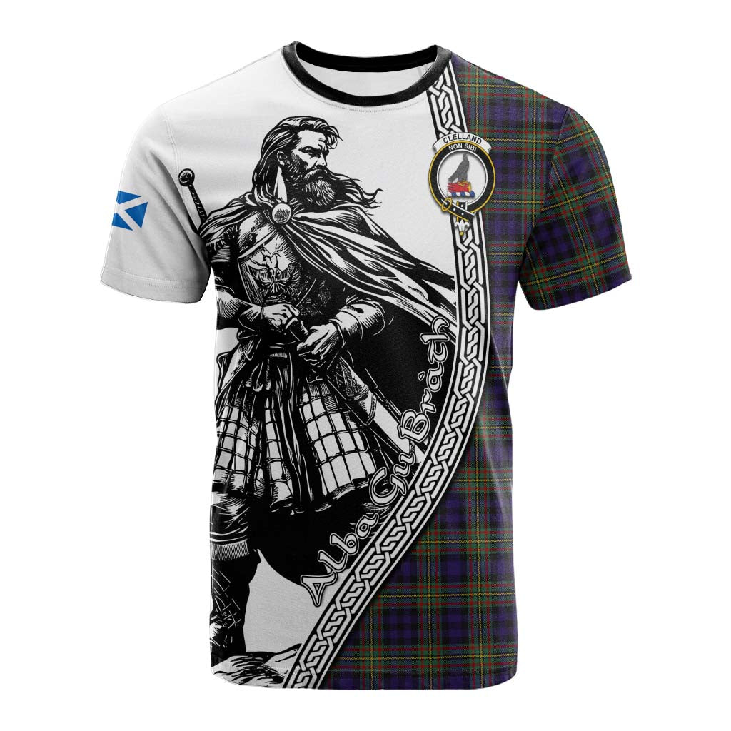 Clelland Tartan Clan Crest Cotton T-shirt with Highlander Warrior Celtic Style Kid's Shirt - Tartan Vibes Clothing