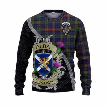 Clelland Tartan Family Crest Knitted Sweater Lion Rampant Royal Thistle Shield Celtic Inspired Unisex - Tartan Vibes Clothing