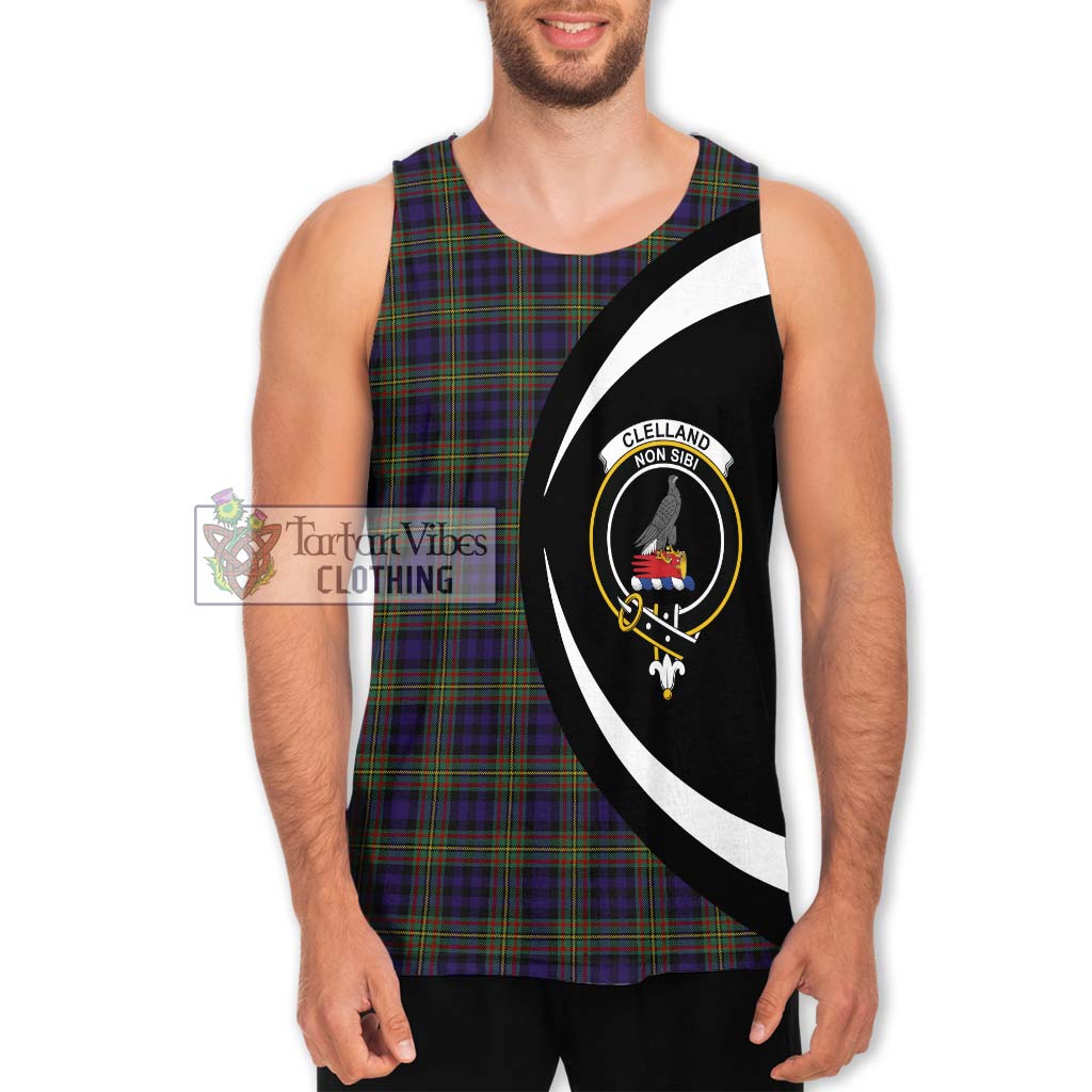 Clelland Tartan Men's Tank Top with Family Crest Circle Style Men - Tartan Vibes Clothing