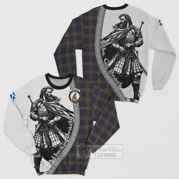 Clelland Tartan Clan Crest Sweatshirt with Highlander Warrior Celtic Style Unisex - Tartan Vibes Clothing