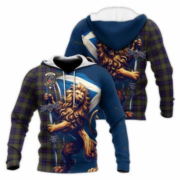 Clelland Tartan Family Crest Knitted Hoodie with Scottish Majestic Lion Unisex Knitted Pullover Hoodie - Tartan Vibes Clothing