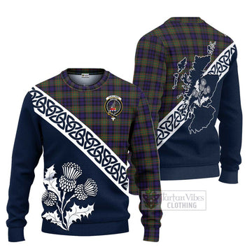 Clelland Tartan Ugly Sweater Featuring Thistle and Scotland Map Unisex - Tartan Vibes Clothing