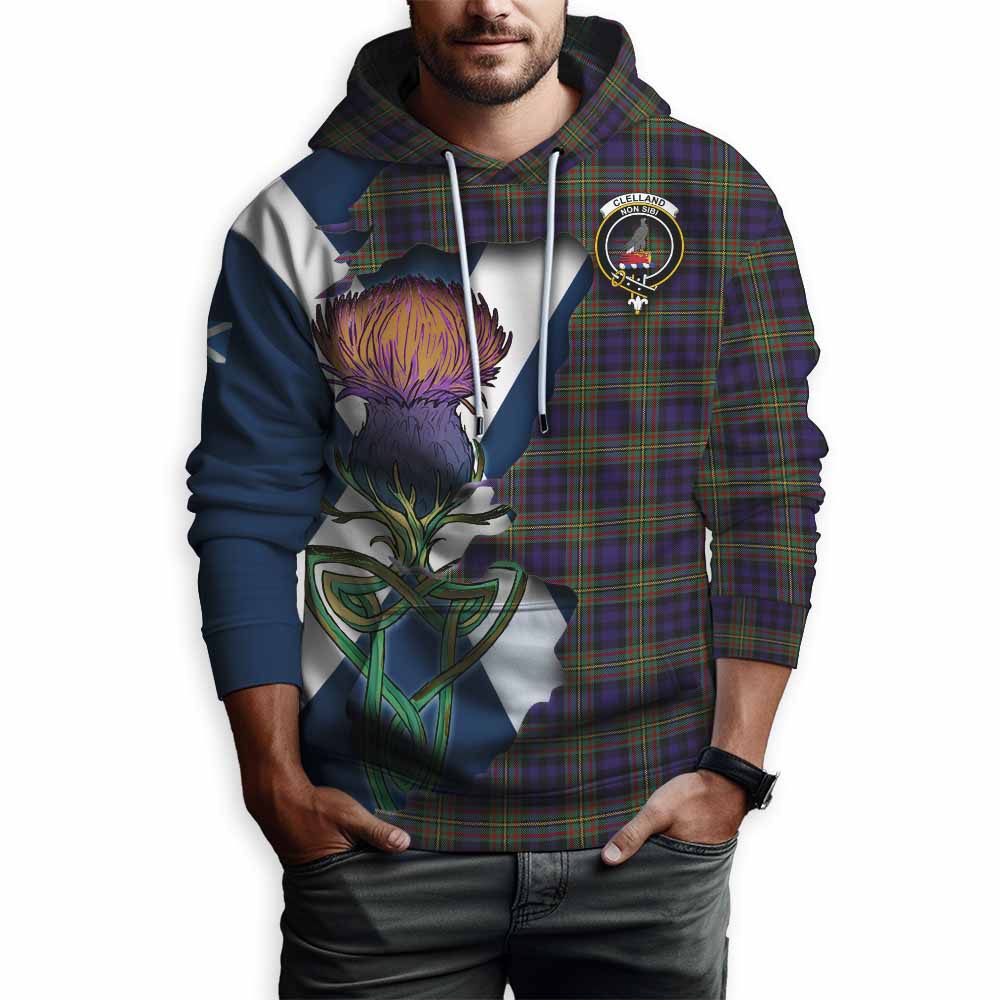 Clelland Tartan Family Crest Hoodie Scottish Thistle Celtic Inspired Pullover Hoodie - Tartan Vibes Clothing