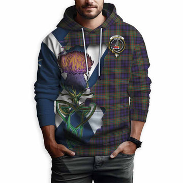 Tartan Vibes Clothing Clelland Tartan Family Crest Hoodie Scottish Thistle Celtic Inspired
