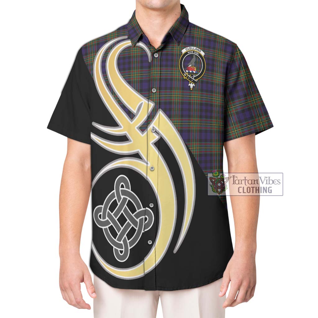 Clelland Tartan Hawaiian Shirt with Family Crest and Celtic Symbol Style Kid - Tartan Vibes Clothing