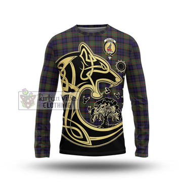 Clelland Tartan Long Sleeve T-Shirt with Family Crest Celtic Wolf Style Unisex - Tartan Vibes Clothing