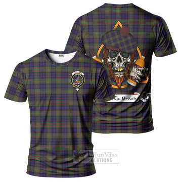 Clelland Tartan T-Shirt with Family Crest and Bearded Skull Holding Bottles of Whiskey Kid's Shirt - Tartan Vibes Clothing