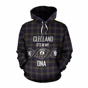 Clelland Tartan Cotton Hoodie with Family Crest DNA In Me Style Pullover Hoodie XS - Tartan Vibes Clothing