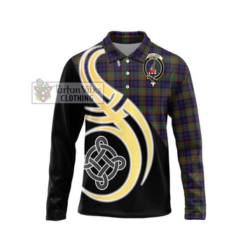 Clelland Tartan Long Sleeve Polo Shirt with Family Crest and Celtic Symbol Style Unisex - Tartan Vibes Clothing
